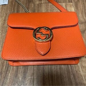 Gucci Vibrant Orange Crossbody Bag with Gold Accent